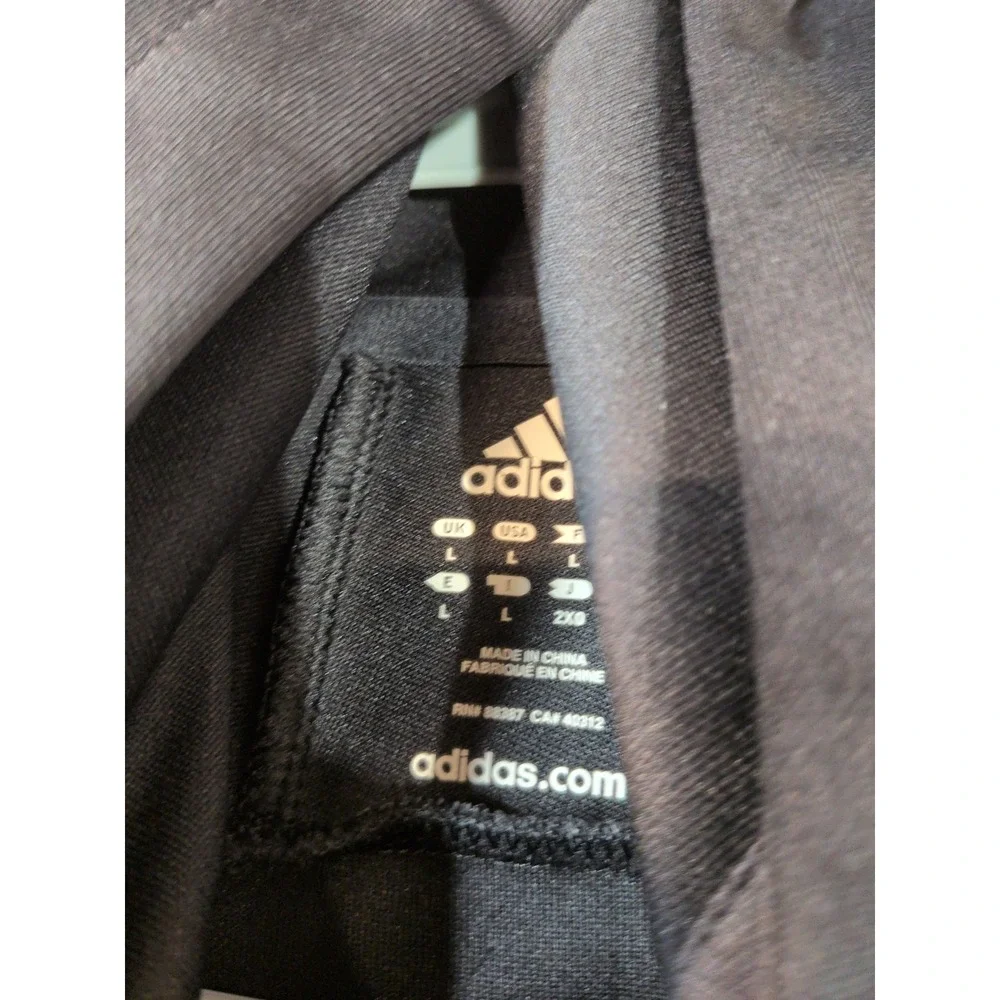 Adidas Mens Full Zip Hoodie Black Track Jacket 3 Stripe Logo Large RN 88387